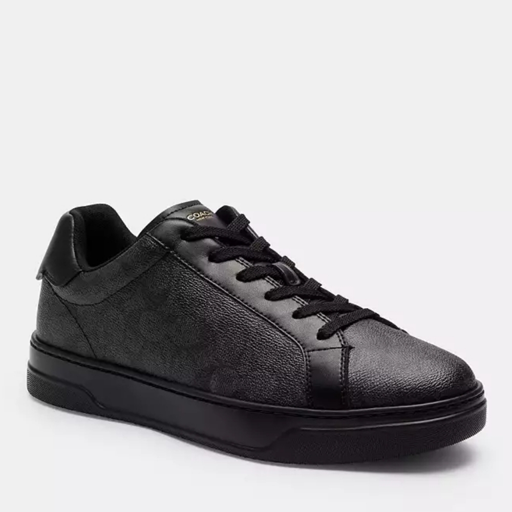 Coach High Line Sneakers Signature Canvas Graphite Black Men's New in Box - Picture 3 of 8